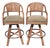 Pair of Vintage McGuire Bamboo Woven Leather Swivel Bar Stools Barstool For Sale