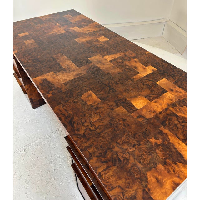 1970s 1970s Paul Evans Cityscape Executive Desk in Burl Walnut For Sale - Image 5 of 16