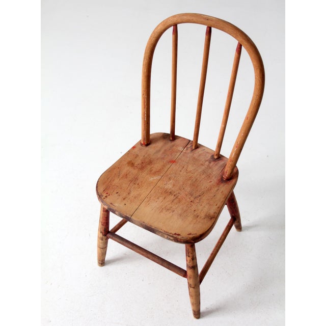 Red Vintage 1930s Spindle Back Children's Wood Chair For Sale - Image 8 of 14