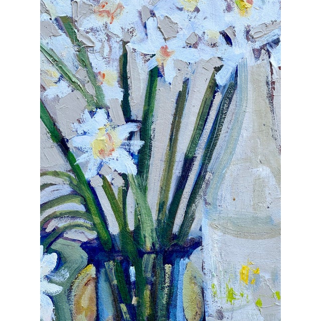 Expressionist Still Life Daffodils Original Oil Painting Hartman For Sale - Image 4 of 11