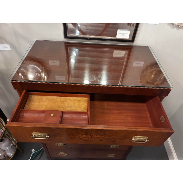 1940s Crotch Mahogany Gentlemen's Chest by Berkey and Gay Furniture For Sale In Boston - Image 6 of 9