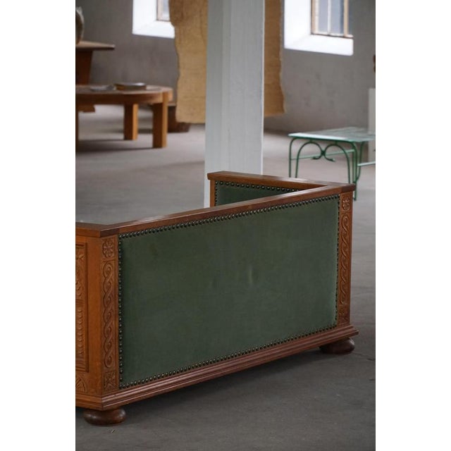 Vintage Danish Empire Sofa in Oak and Velour, 1920s For Sale - Image 13 of 16