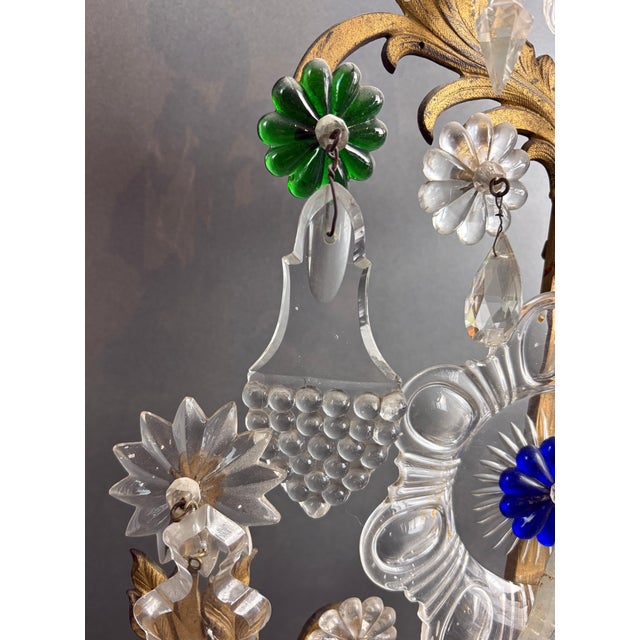 Blue Louis XVI Gilded Bronze Crystal Pinwheel Candelabra, Set of 2 For Sale - Image 8 of 18