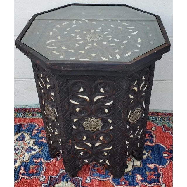 Moroccan Hexagonal Wooden Side Table - 8lm24 For Sale In Orlando - Image 6 of 7