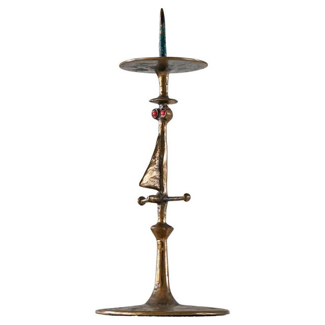 Brutalist Anthropomorphic Candleholder in Bronze and Enamel by Zoltán Pap, 1970s For Sale - Image 10 of 10