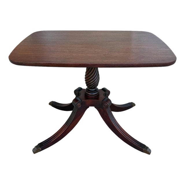 Vintage Brandt Accent Table With Twisted Pedestal Base & Claw Feet For Sale