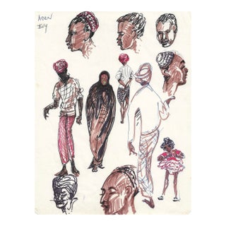 Ivy Attwell Aden Yemen Figure Studies Drawing For Sale