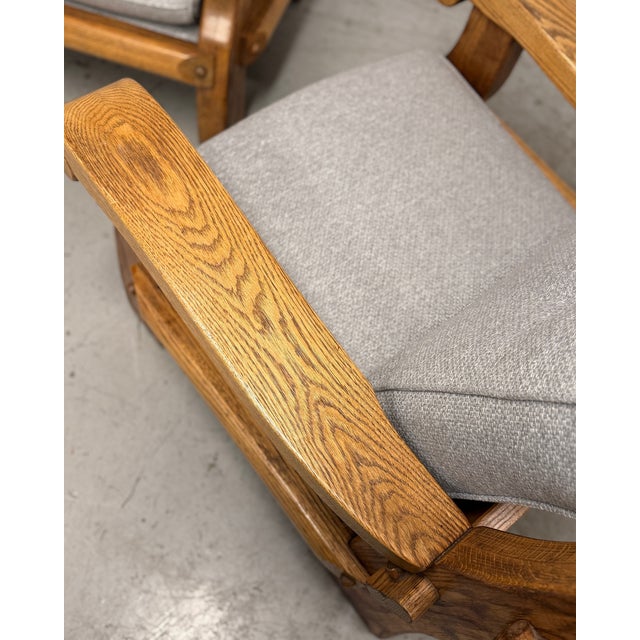 Brown Mid-Century Brutalist French Oak Armchairs, 1920s, Set of 2 For Sale - Image 8 of 9