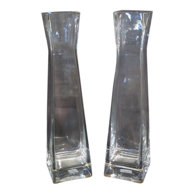 Castilian Square Polish Crystal Vases A Pair Chairish