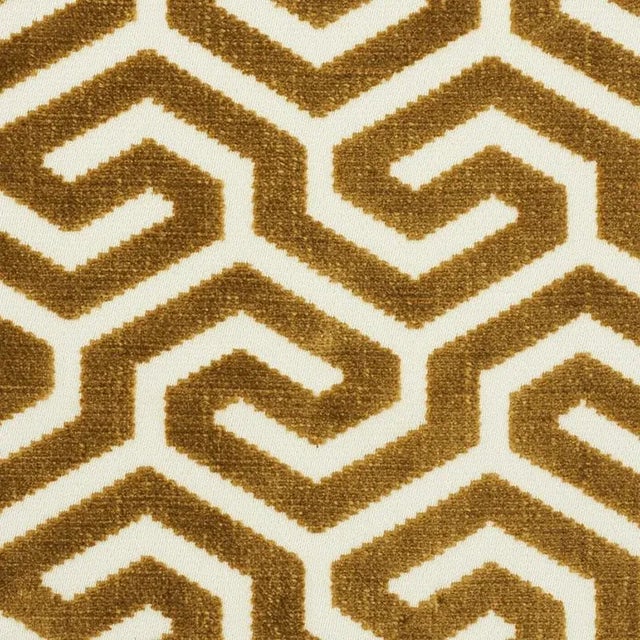 Contemporary Sample - Schumacher Ming Fret Velvet Fabric in Bronze For Sale - Image 3 of 3