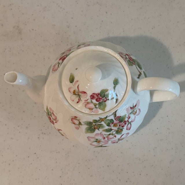Vintage Wedgwood Apple Blossom Bone China Teapot For Sale - Image 9 of 12