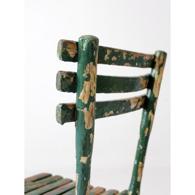 Antique Green Painted Rustic Adirondack Chair For Sale - Image 12 of 17