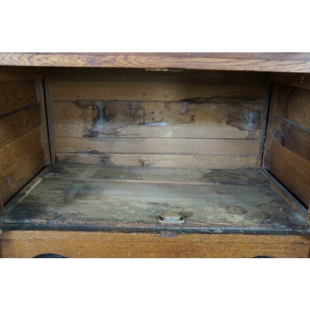 Antique American Victorian Oak Washstand Commode Chest Cabinet Backsplash For Sale - Image 14 of 18