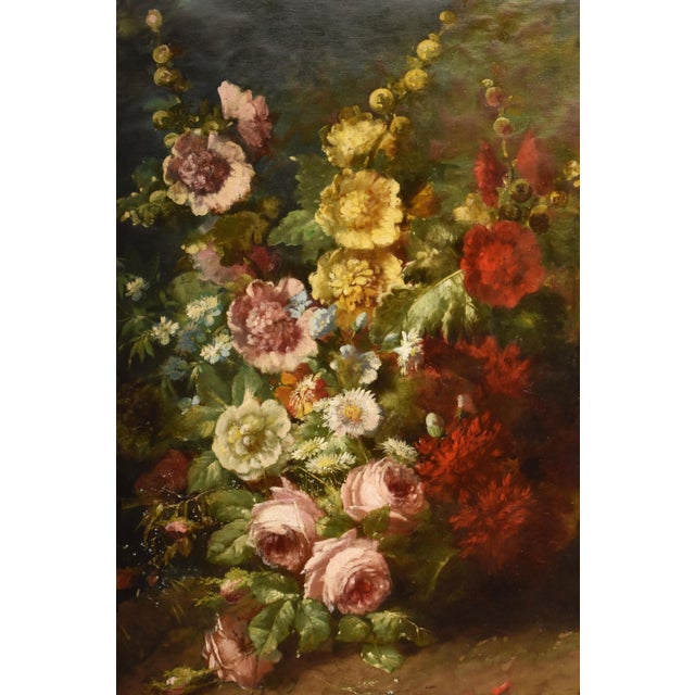 Étienne Léon Trébutien, Still Life with Flowers in Vase, 1800s, Oil on Canvas For Sale - Image 3 of 11