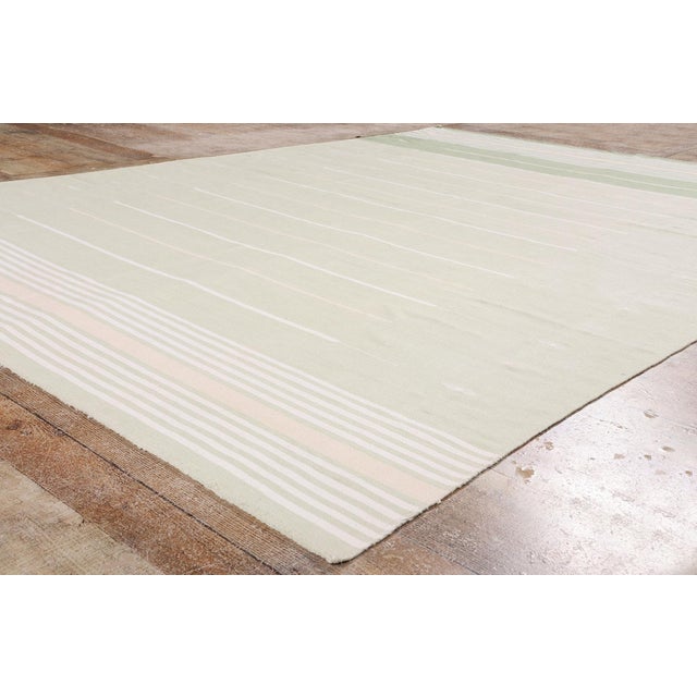 Light Green Vintage Indian Dhurrie Rug, 07'02 X 10'02 For Sale - Image 8 of 10