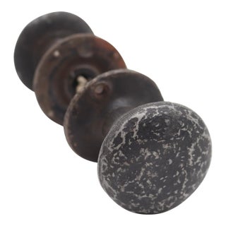 Antique Arts & Crafts Hammered Bronze Passage Door Knob Set For Sale
