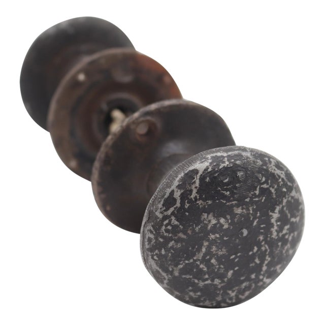 Antique Arts & Crafts Hammered Bronze Passage Door Knob Set For Sale