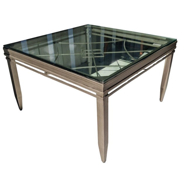 1970s Stunning Hollywood Regency Style Cocktail Table That Combines Architectural Geometric Symmetry With Sleek Mid-Century Flair. For Sale - Image 9 of 9