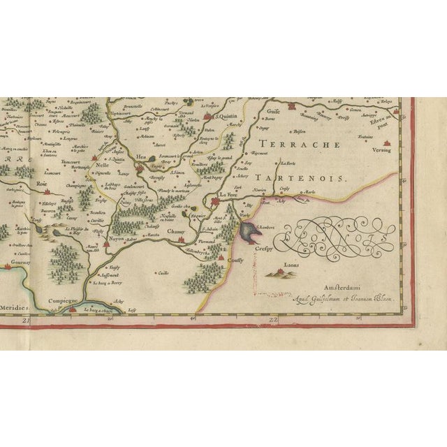 Paper Map of Picardy with Costume Figures from Blaeu, France, 1642 For Sale - Image 7 of 12