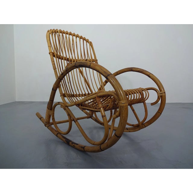 Mid-Century Modern Mid-Century Italian Bamboo Rocking Chair, 1950s For Sale - Image 3 of 18