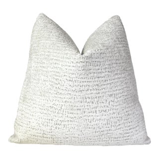 White Vanilla Chenille 20x20 Throw Pillow With Feather Down Insert For Sale