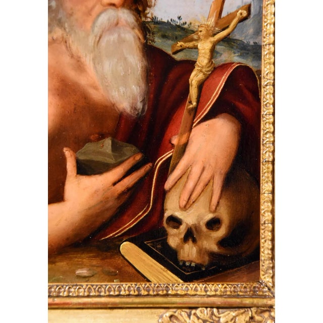Circle of Giuseppe Mazzuoli Detto Il Bastarolo, Saint Jerome Mazzuoli, 16th Century, Oil on Copper For Sale - Image 9 of 15