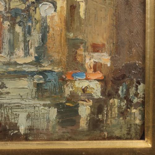 Erma Zago, City Scene, Oil on Hardboard, 1900s For Sale - Image 6 of 14