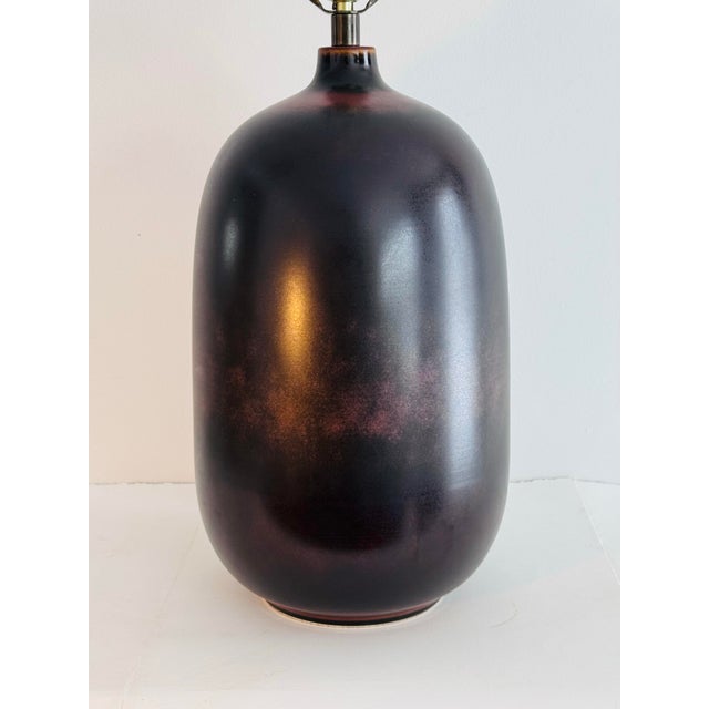 Vintage Lotte & Gunnar Bostlund Large Brown Ceramic Scandinavian Table Lamp Excellent used condition. No chips, cracks or...