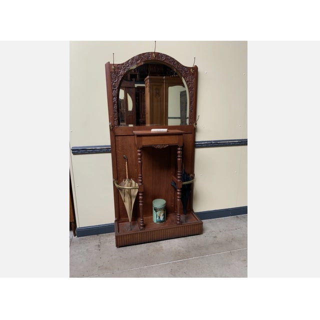 Vintage Art Deco Clothes Rack with Fold-Out Compartment, 1930 For Sale - Image 4 of 10
