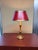 2010s Neoclassical Solid Brass Table Lamp With Red Shade For Sale - Image 5 of 7