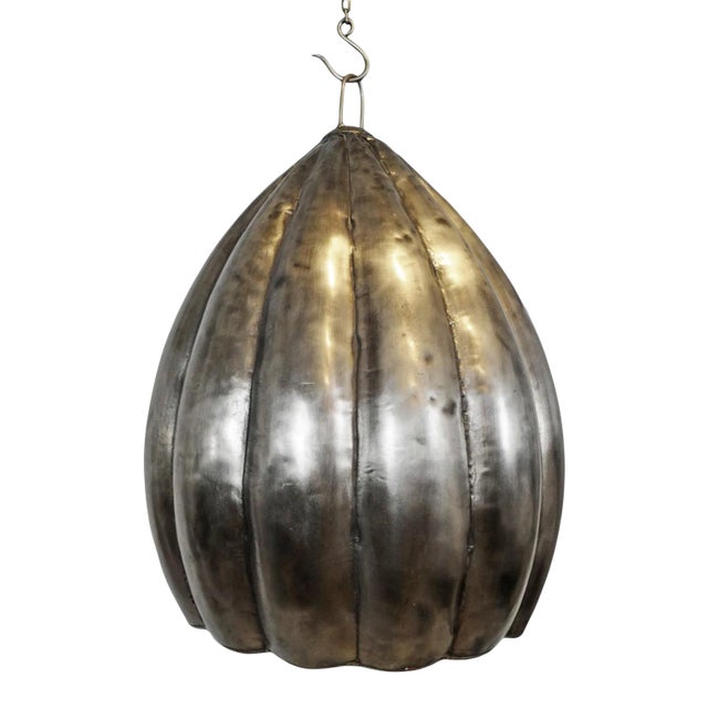 Nickel Pumpkin Pendant Light For Sale