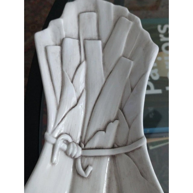 Majolica Italian Majolica Leek Vegetable Decorative Plate or Spoon Rest For Sale - Image 4 of 10