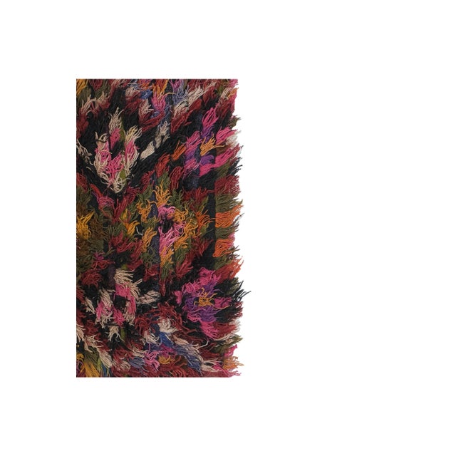Mid-Century Modern Vintage Turkish Shaggy Filikli Rug 3'1'' X 5'10'' For Sale - Image 3 of 13