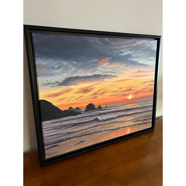 Contemporary Golden Pacific Sunset Original Painting by Steve Schaaf For Sale - Image 3 of 8