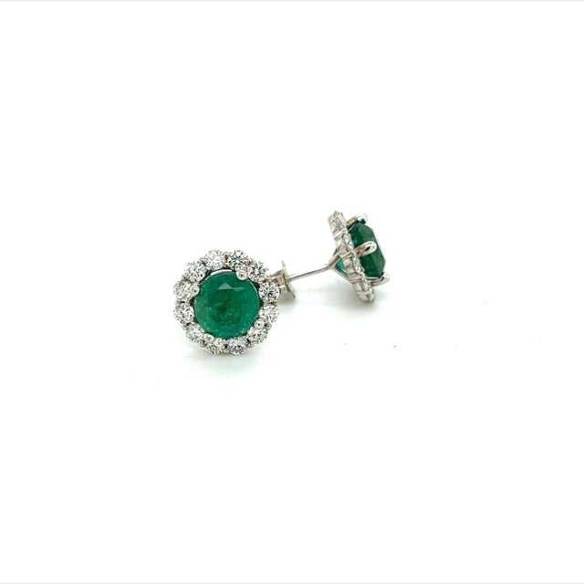 Natural Emerald Diamond Earrings 18k White Gold 3.8 TCW Certified For Sale - Image 10 of 10