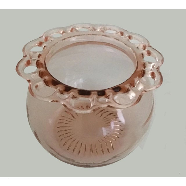 A Rare Vintage Lace Edge Depression Pink Glass Flower Bowl This 1935-1938 was originally called Old Colony by Hocking...