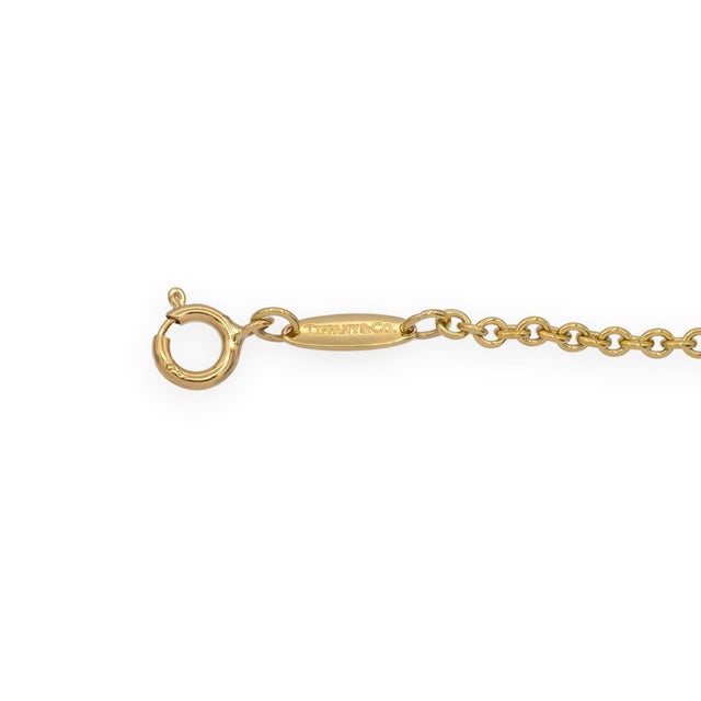 Tiffany and Co. Tiffany & Co. Elsa Peretti 18k Yellow Gold Open Heart Lariat Necklace 18.5" For Sale - Image 4 of 8