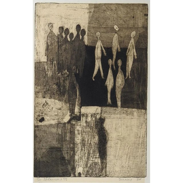 1960s Vintage 1964 Abstract Figural Block Etching by George Turner For Sale - Image 5 of 5