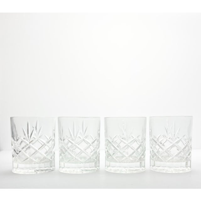 Vintage 4 Crystal Cocktail Old Fashioned Tumbler Glasses 4” 10oz Fan & X Cuts Excellent condition. No chips, cracks, or...