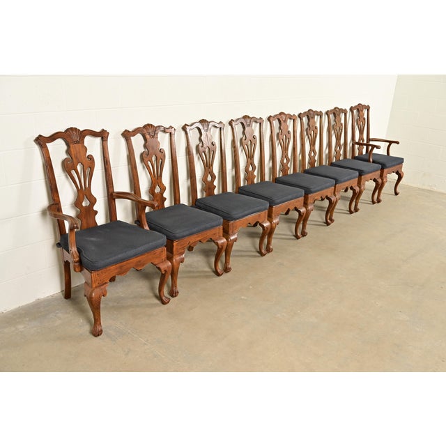 Henredon Georgian Carved Solid Oak Armchairs, Pair For Sale - Image 15 of 16