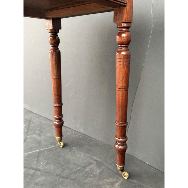 English Diminutive Writing Table or Desk of Walnut With Inset Leather Top For Sale - Image 13 of 14