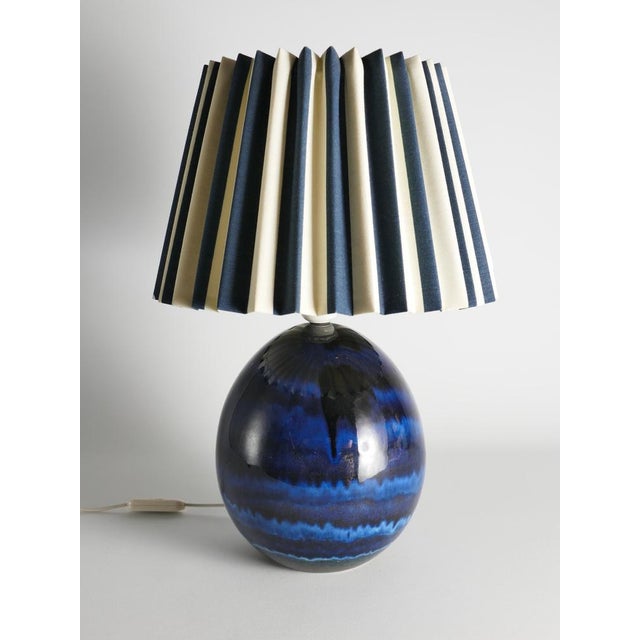 Blue Stoneware Table Lamp by Carl-Harry Stålhane, Sweden, 1970s For Sale - Image 6 of 16