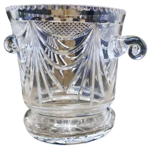 French Art Deco Hand Blown Cut Crystal Ice Bucket / Wine Cooler, 1920s