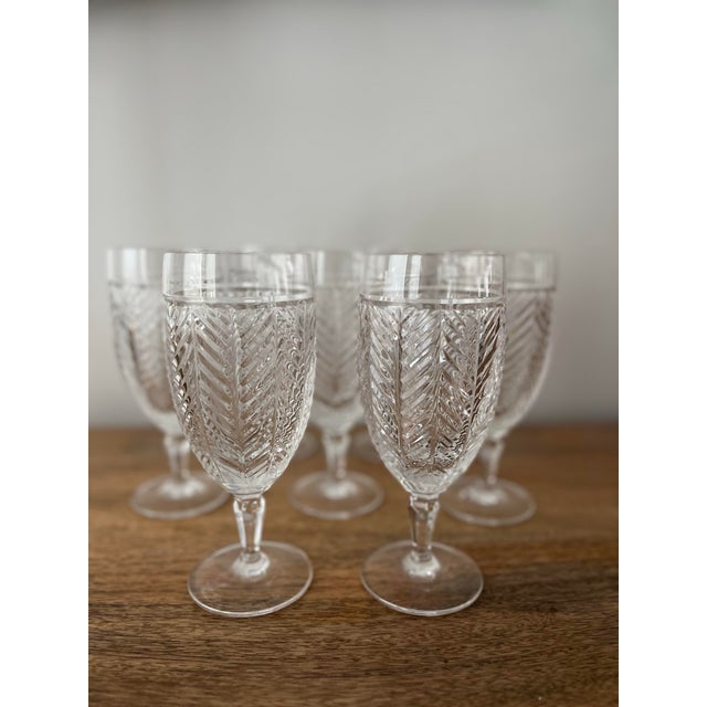 Ralph Lauren 1990s Ralph Lauren Crystal Cut Herringbone Iced Tea Glasses - Set of 7 For Sale - Image 4 of 10