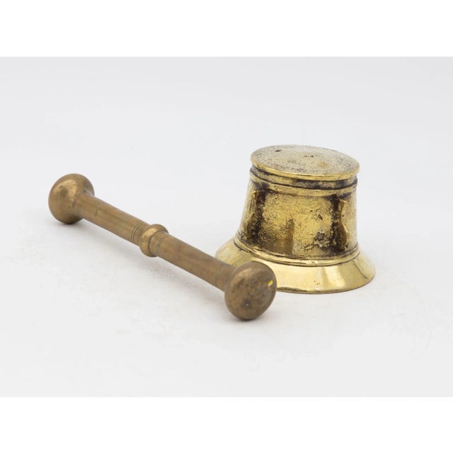 Metal Antique Vintage Brass Mortar and Pestle For Sale - Image 7 of 8