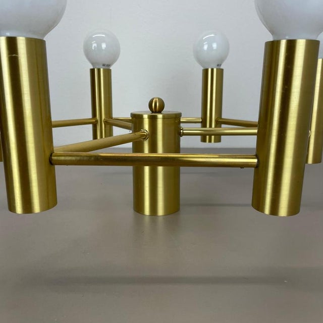 Italian Space Age Brass Ceiling Sconce in the style of Stilnovo, Italy, 1970s For Sale - Image 13 of 18