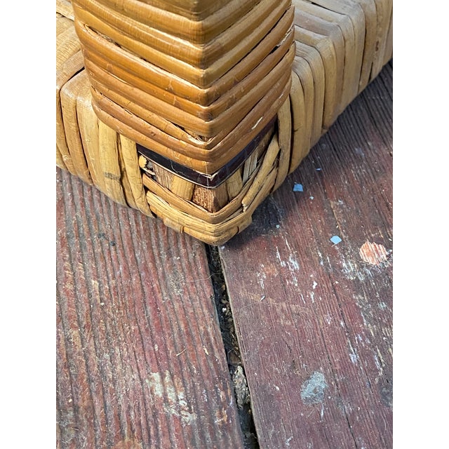 Tan Three Tier Wrapped and Woven Rattan Console Table For Sale - Image 8 of 11