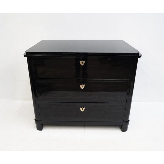 Biedermeier Chest of Drawers in Polished Blackened Wood For Sale - Image 12 of 12