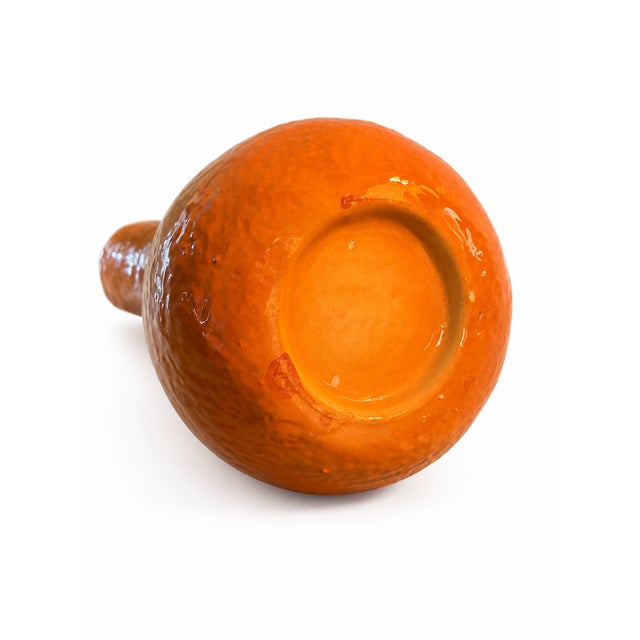 Mediterranean Vintage 1960s–70s Orange Majolica-Style Fruit Ceramic Vessel For Sale - Image 3 of 4