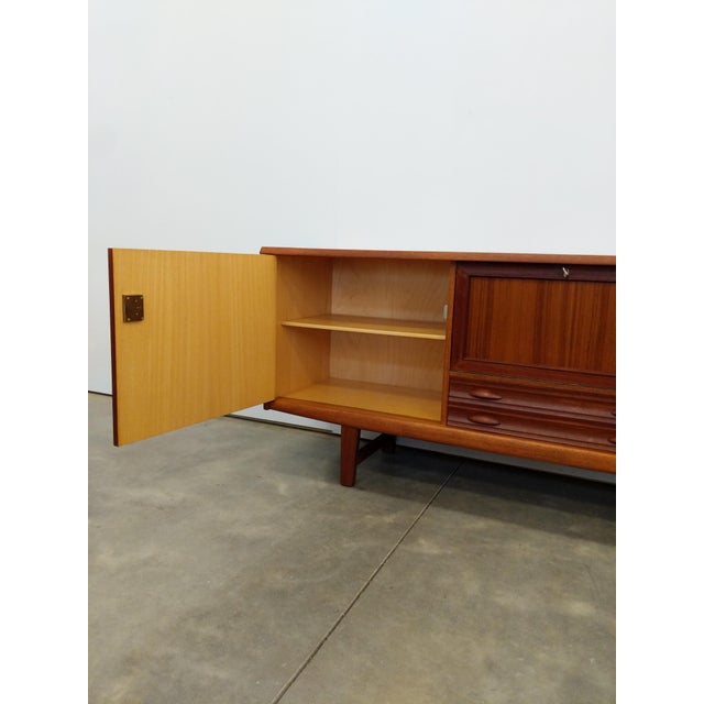 Brown Vintage Mid Century Modern Teak Credenza For Sale - Image 8 of 10